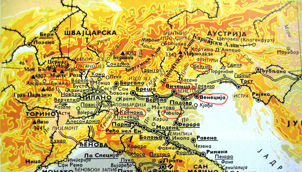 severna italija mapa SVEVLAD   Neslovenske drzave sa slovenskim toponimima severna italija mapa