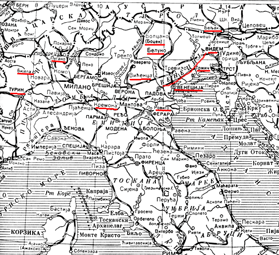 severna italija mapa SVEVLAD   Neslovenske drzave sa slovenskim toponimima severna italija mapa